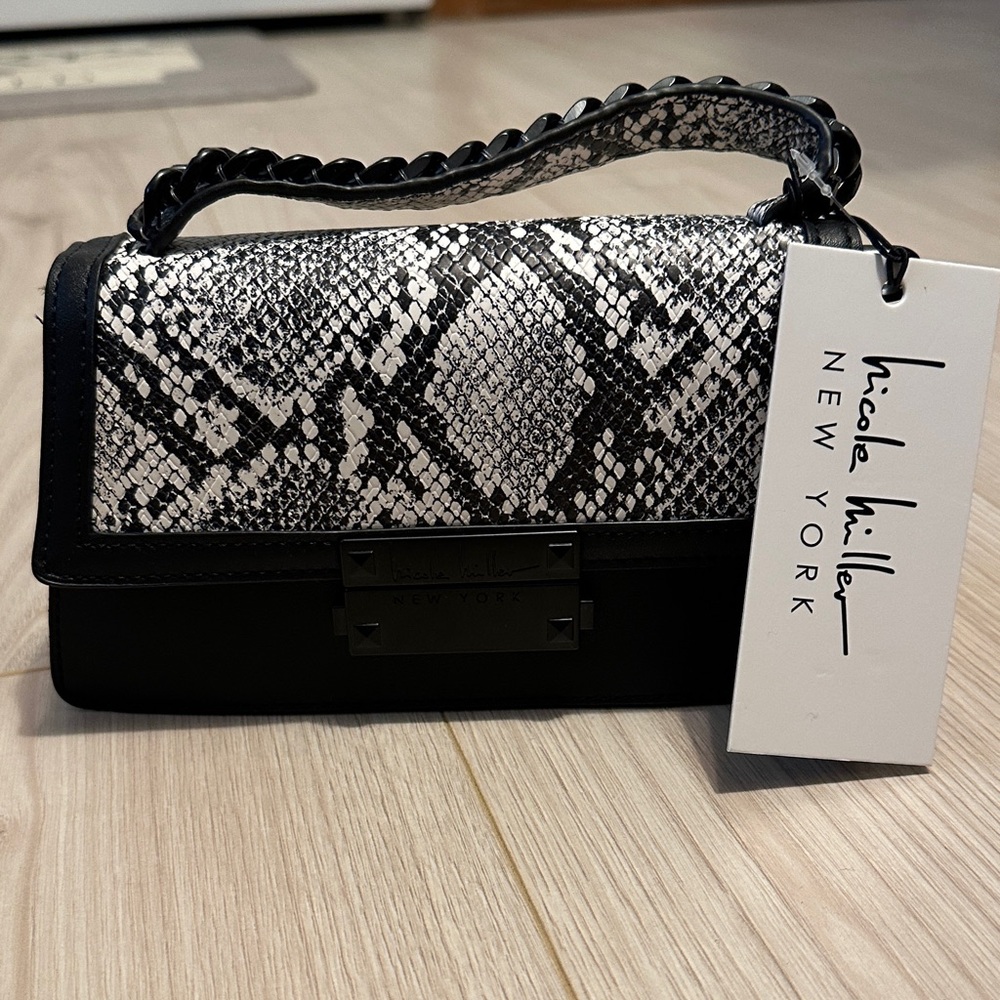 Nicole Miller Monochrome Snakeskin Shoulder Bag